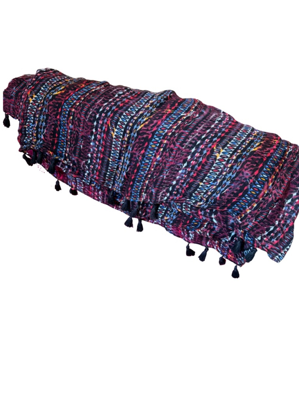 Vivante by VSA Boho Tribal Print Infinity Scarf with Tassels